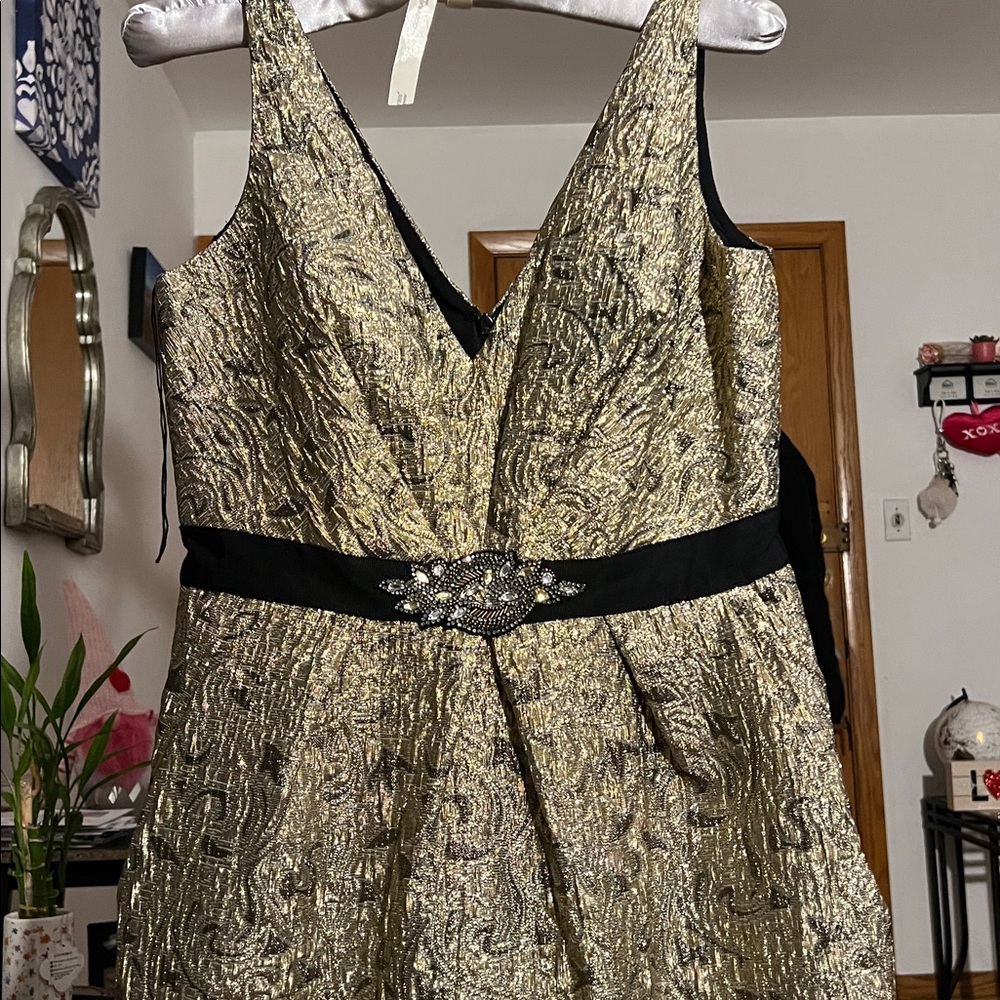 Aidan Mattox Gold and Black Dress